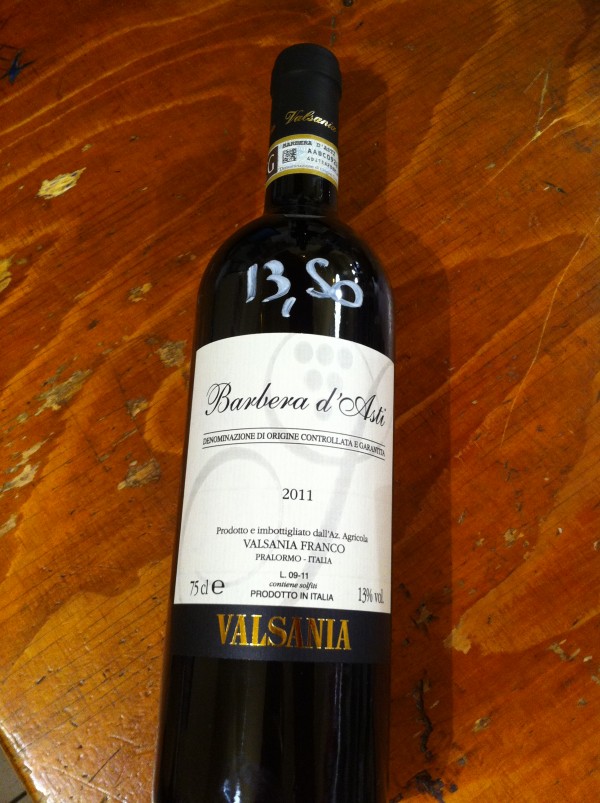Barbera d'Asti cuvée 2011, vin du Piemont